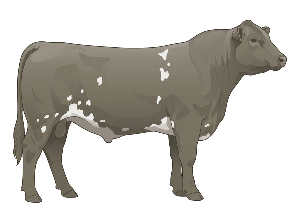 Smoky with a few white spots 11/16 Angus Cross Bull