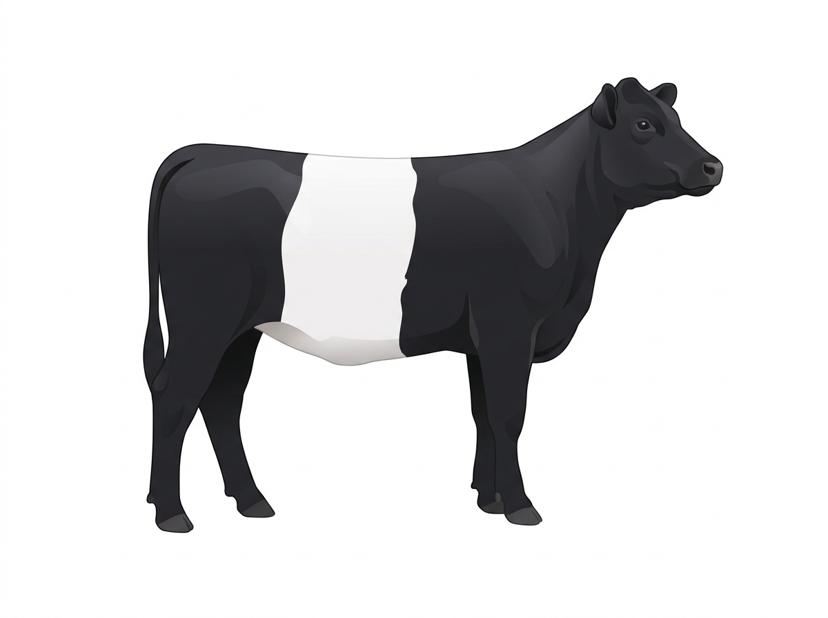 Black with a white belt around the midsection 11/16 Belted Galloway Cross Heifer