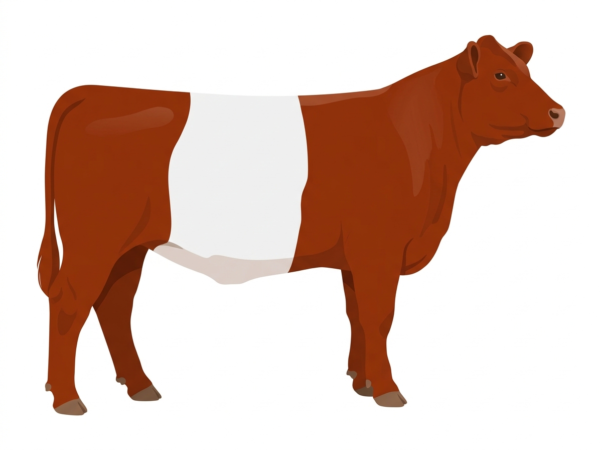 Red with a white belt around the midsection 11/16 Belted Galloway Cross Heifer
