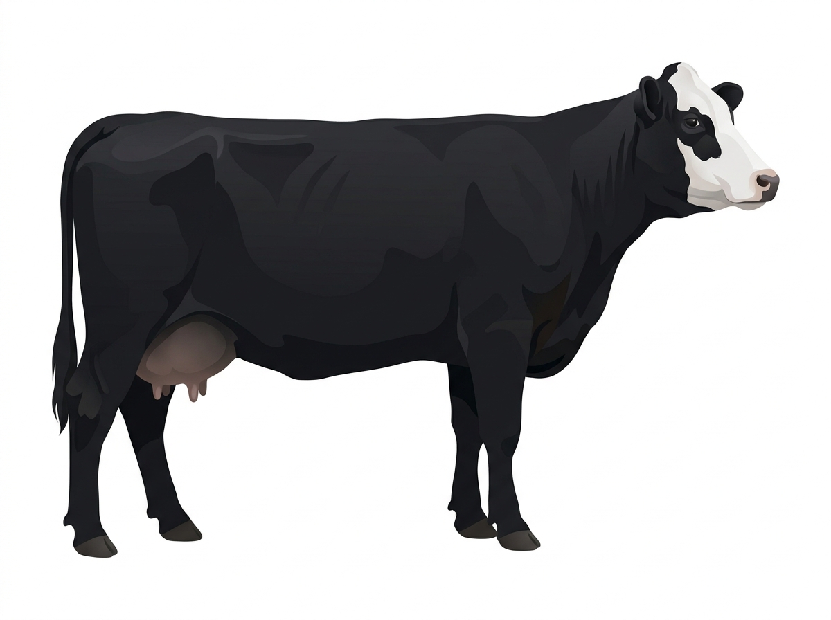 Black with a white face 11/16 Simmental Cross Cow