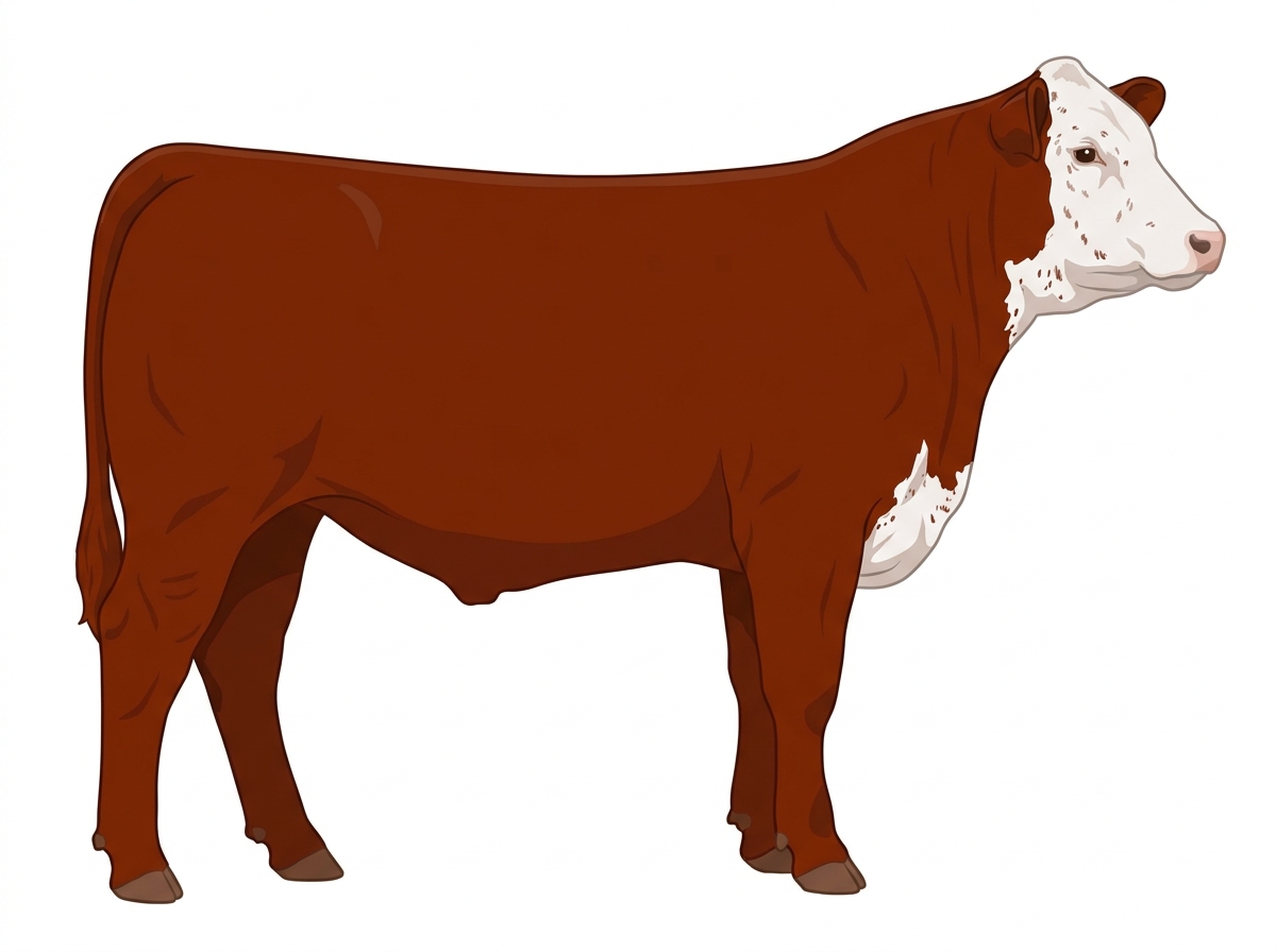 Red with a white face and ticking in the white 11/16 Simmental Cross Steer