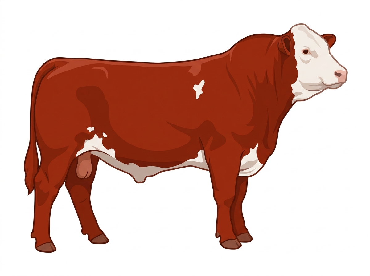 Red with a white face and white spots 11/16 Simmental Cross Bull