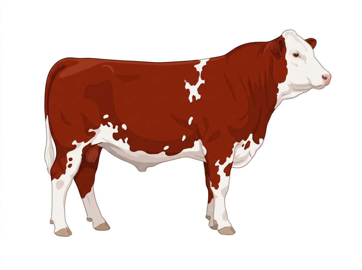 Red with a white face and white spots 11/16 Simmental Cross Steer