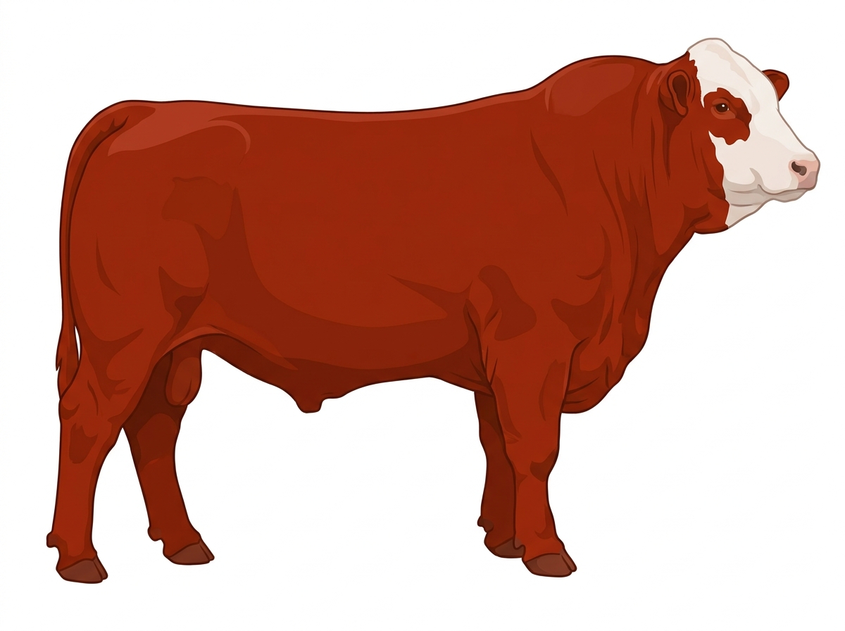Red with a white face 11/16 Simmental Cross Bull