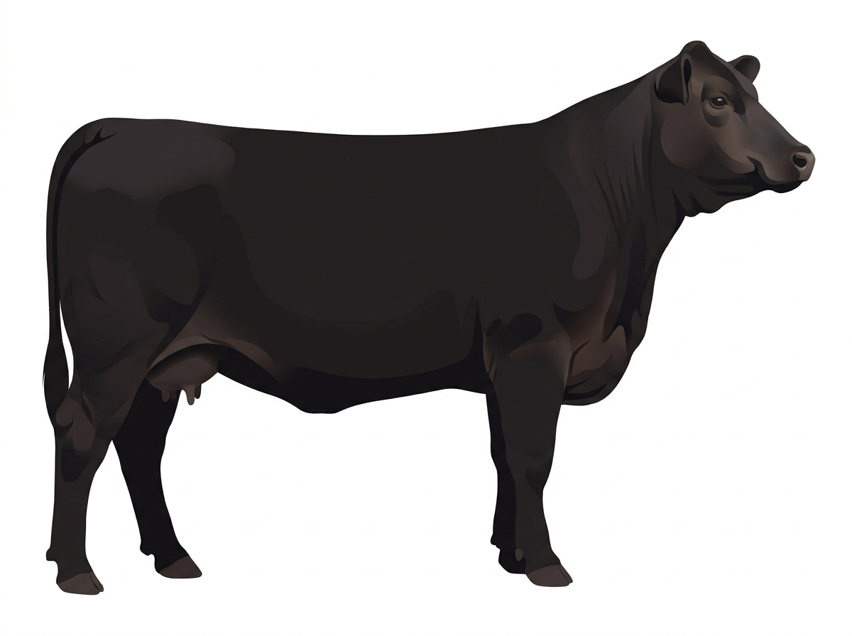 Black 1/2 Angus 1/2 Brahman Cow