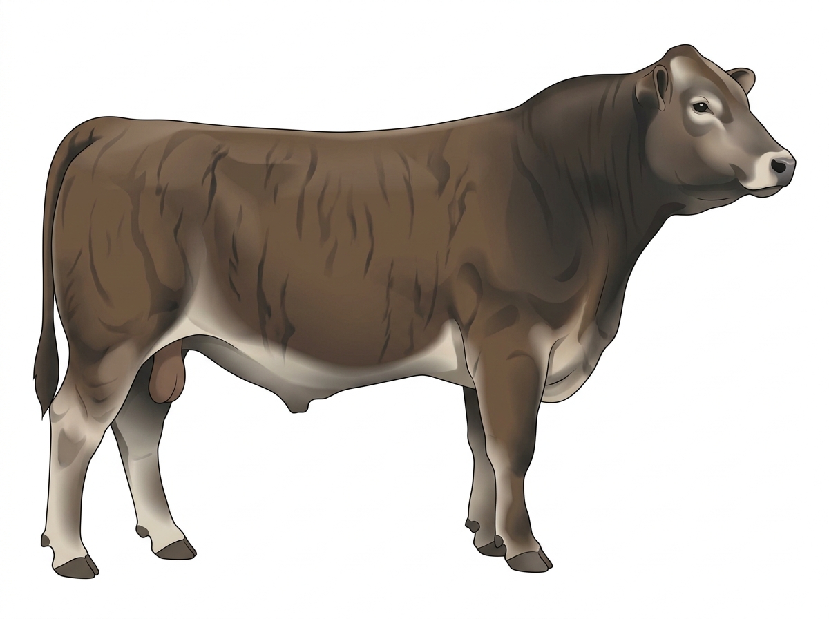 Smoky brindle with black stripes 1/2 Angus 1/2 Brahman Bull