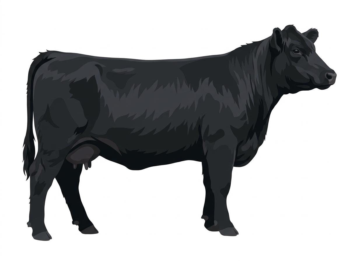 Black 1/2 Angus 1/2 Highlander Cow