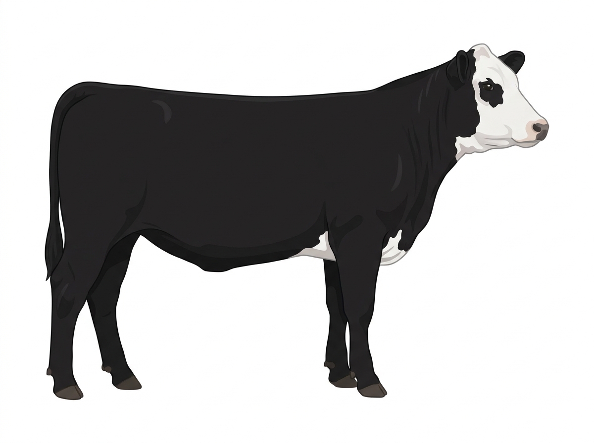 Black with a partial white face 1/2 Angus Cross Heifer