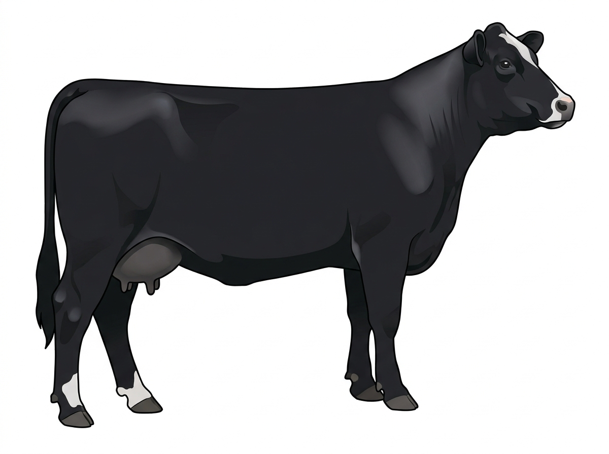 Black with minimal white face markings 1/2 Angus Cross Cow