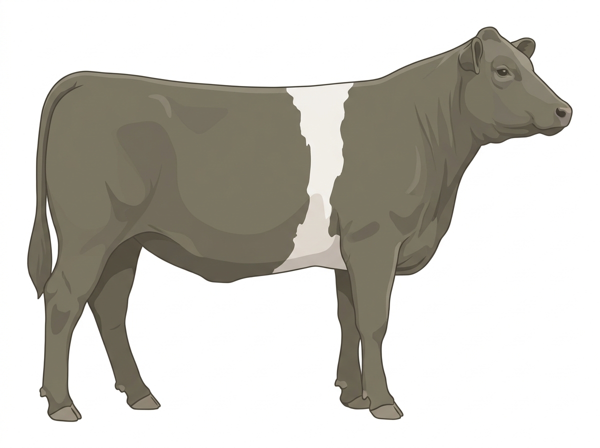 Smoky 1/2 Belted Galloway 1/2 Charolais Heifer