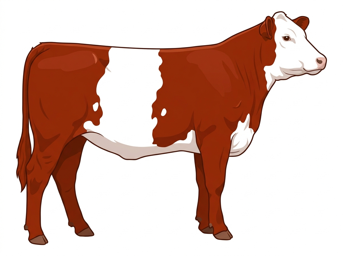 Red with a white face and a few white spots 1/2 Belted Galloway 1/2 Hereford Heifer
