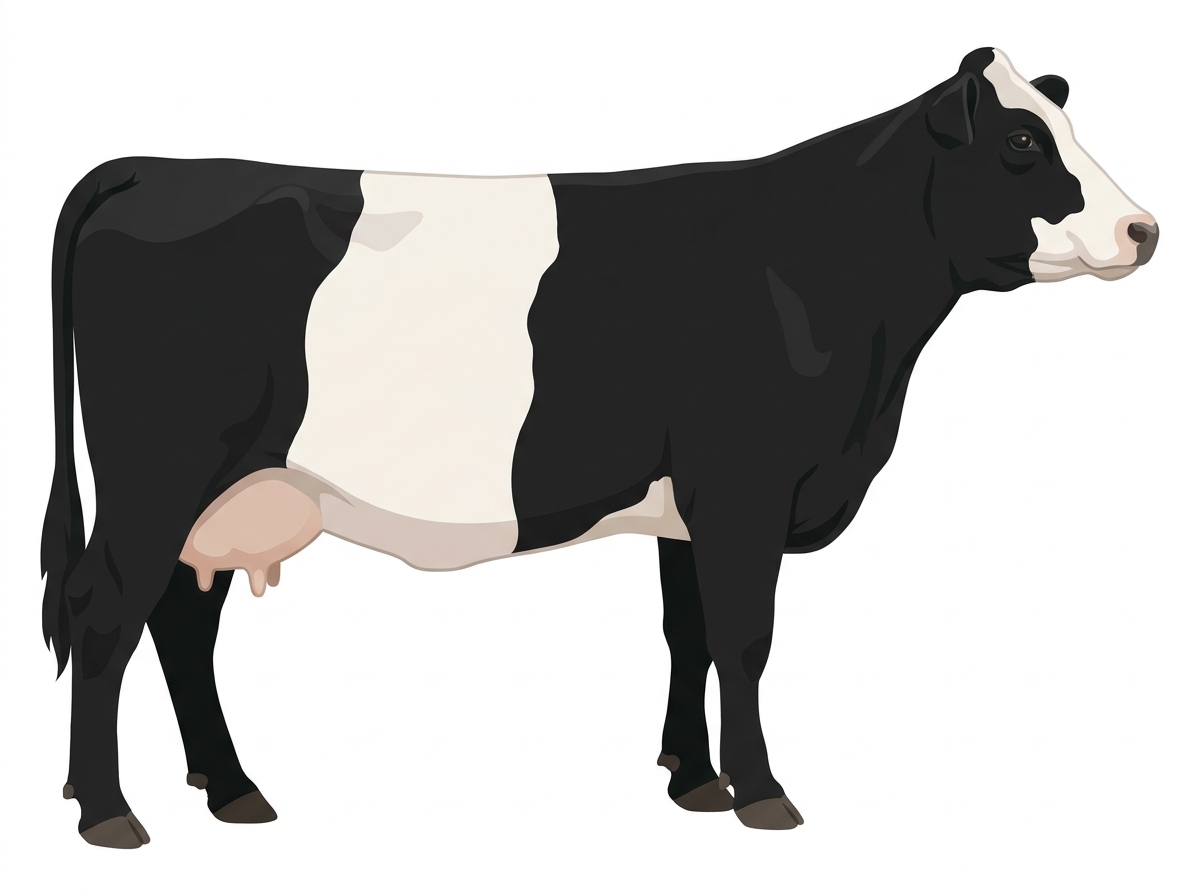 Black with a partial white face 1/2 Belted Galloway Cross Cow
