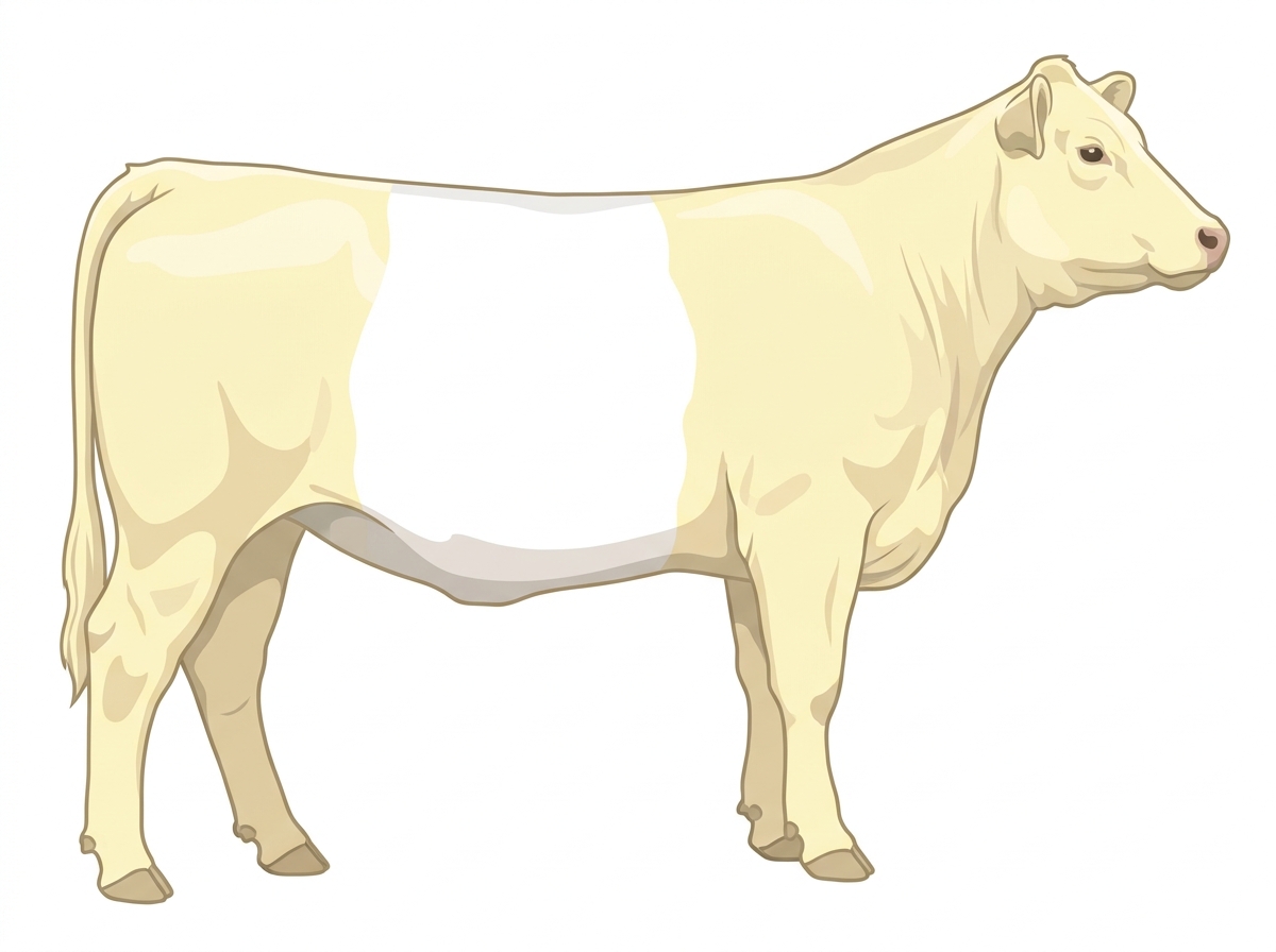 Cream with a white belt around the midsection 1/2 Belted Galloway Cross Heifer
