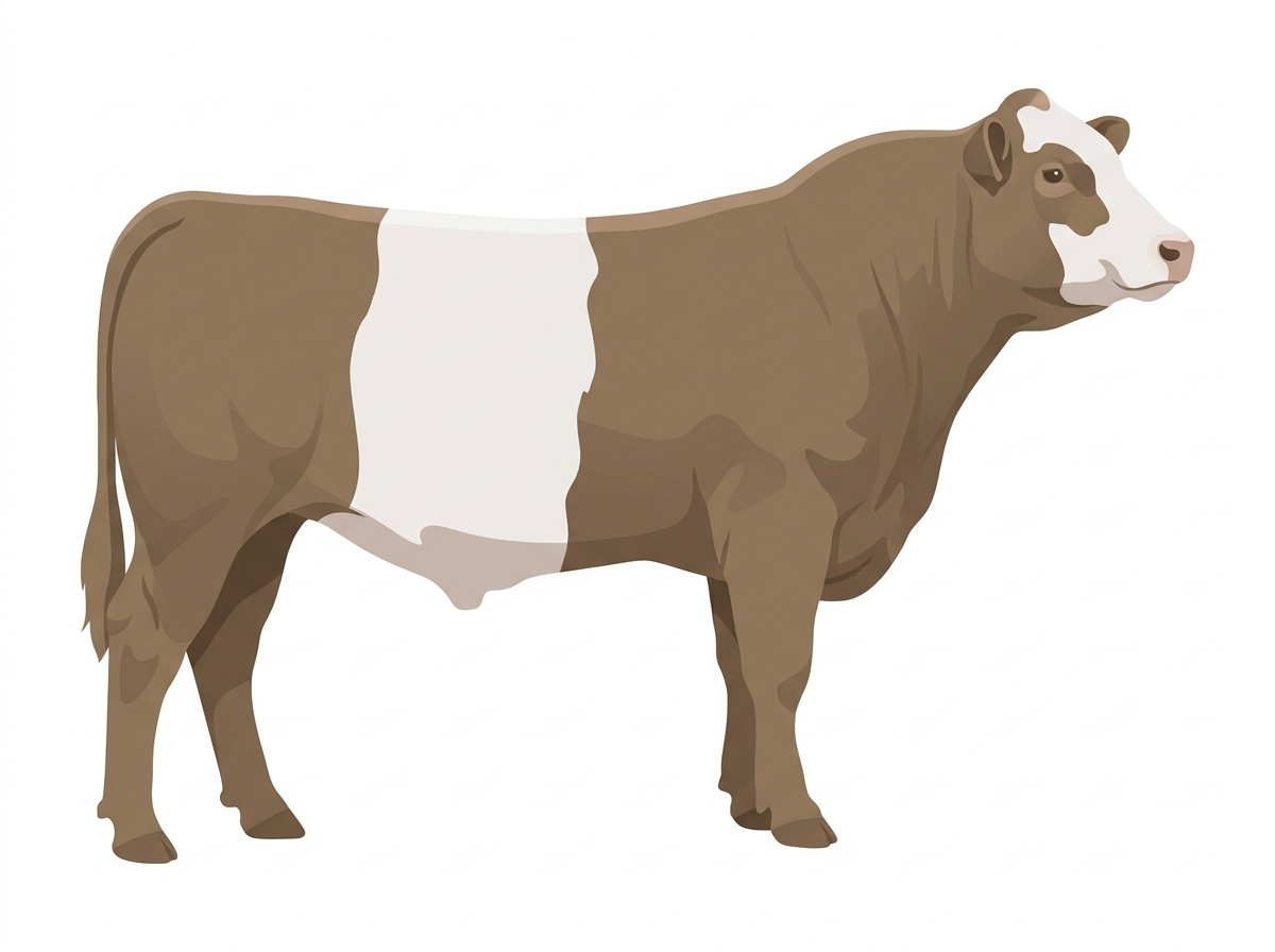 Dun with a partial white face 1/2 Belted Galloway Cross Bull