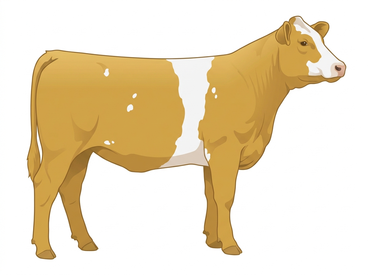 Gold with a partial white face and a few white spots 1/2 Belted Galloway Cross Heifer