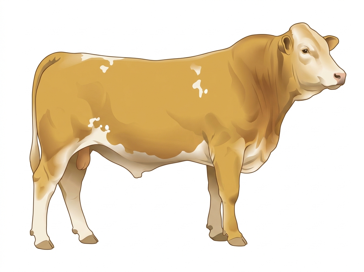 Gold with a few white spots 1/2 Brahman 1/2 Simmental Bull