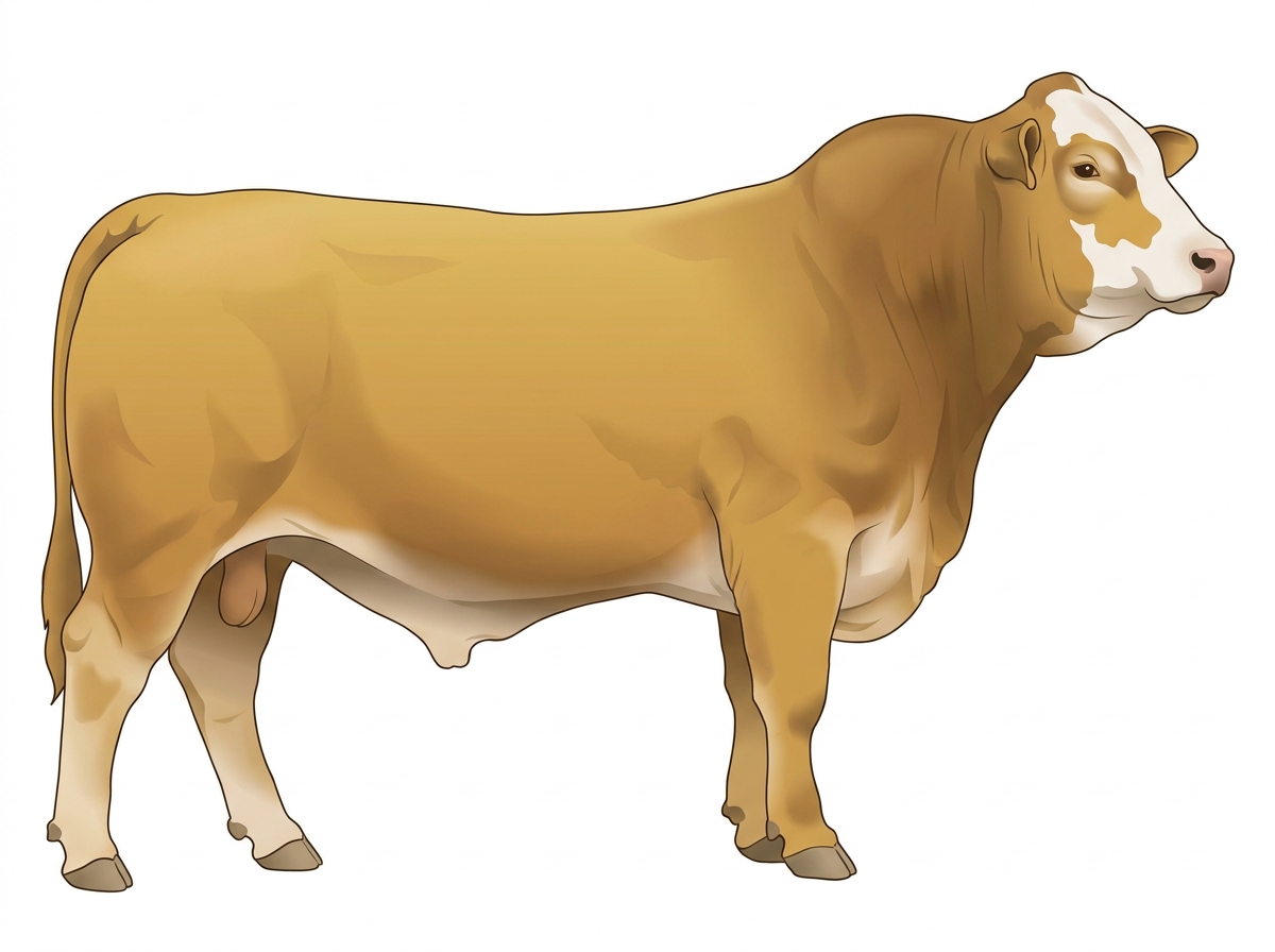 Gold with a partial white face 1/2 Brahman 1/2 Simmental Bull