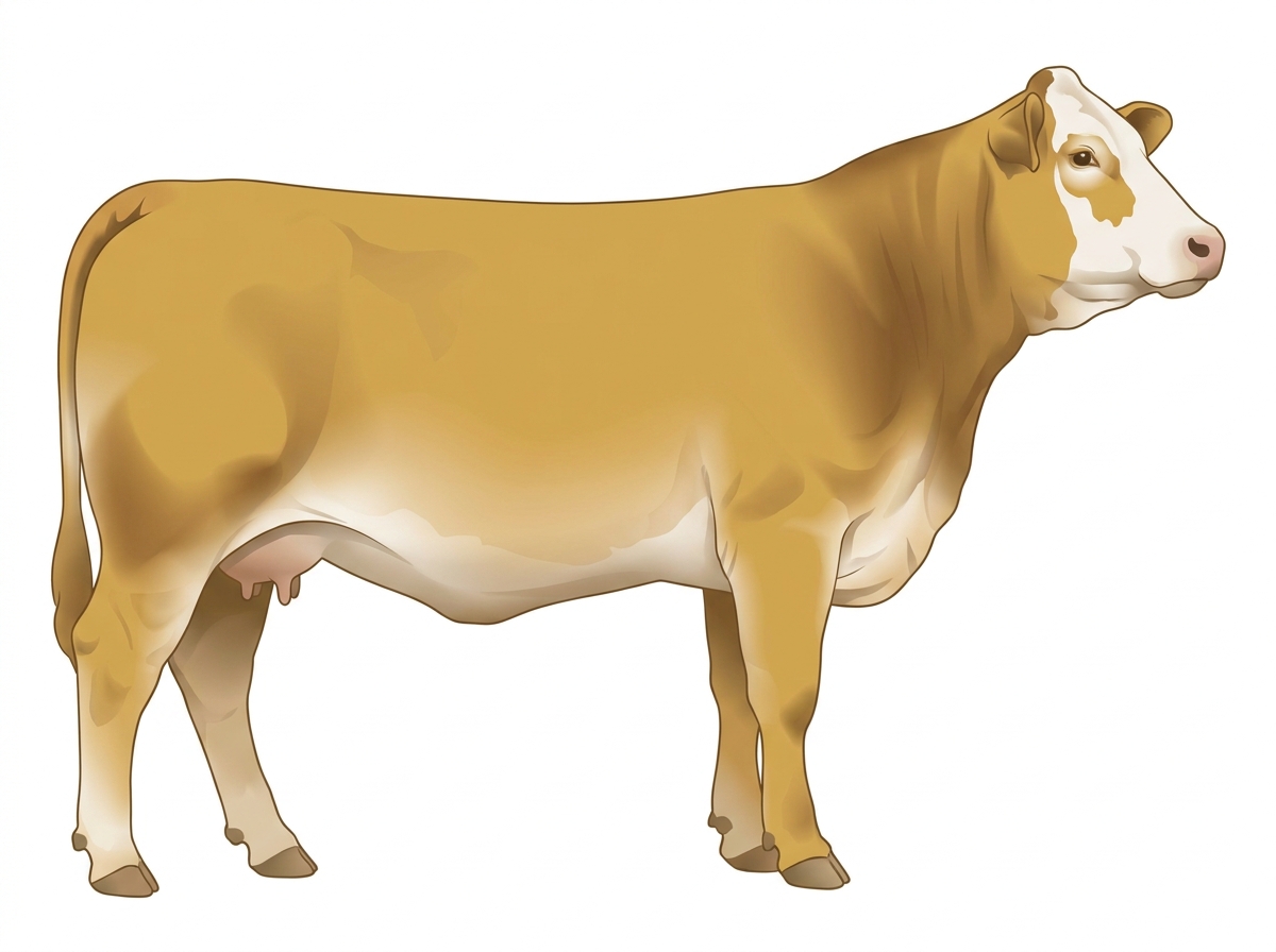 Gold with a partial white face 1/2 Brahman 1/2 Simmental Cow