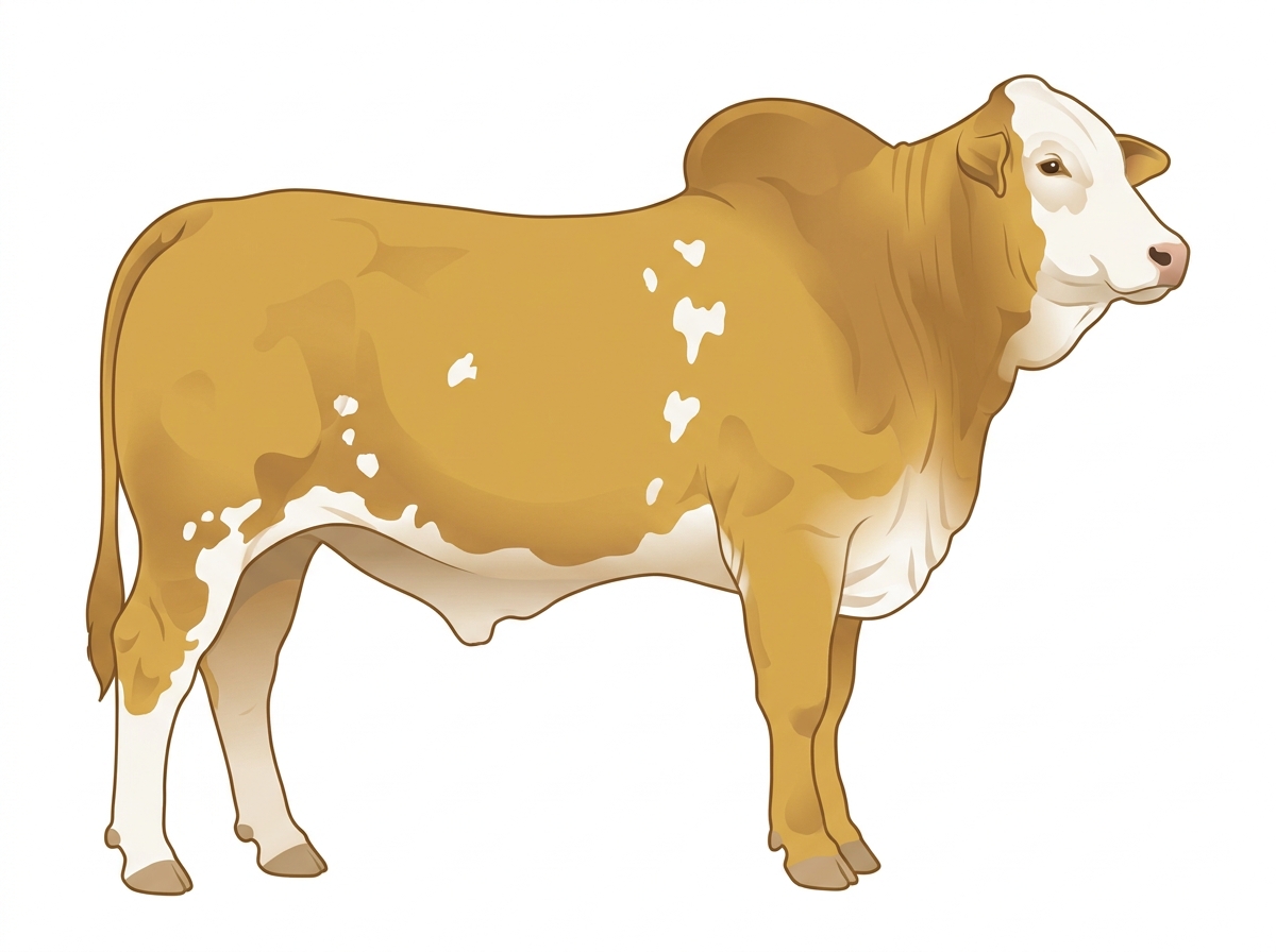 Gold with a white face and a few white spots 1/2 Brahman 1/2 Simmental Bull