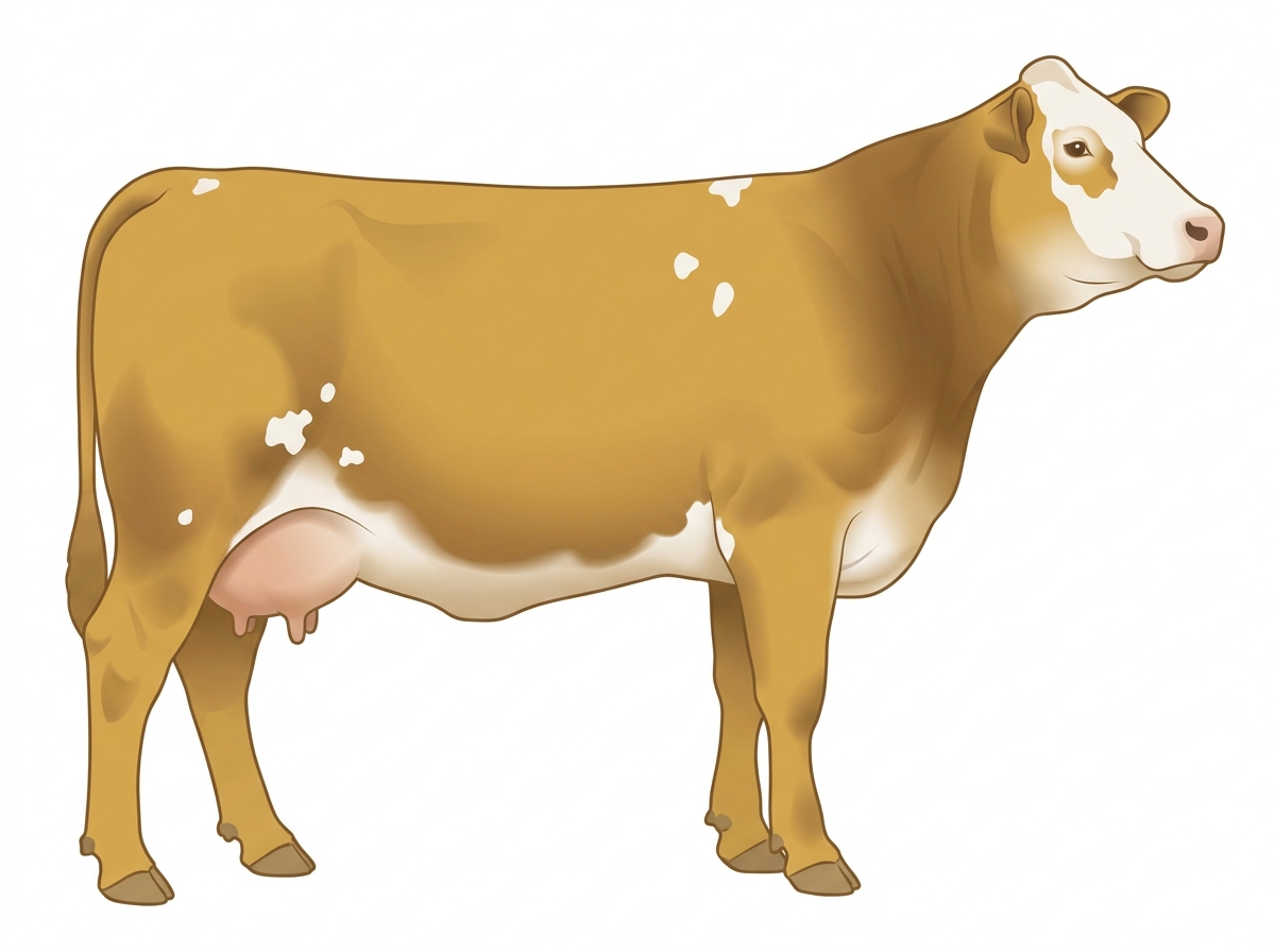 Gold with a white face and a few white spots 1/2 Brahman 1/2 Simmental Cow