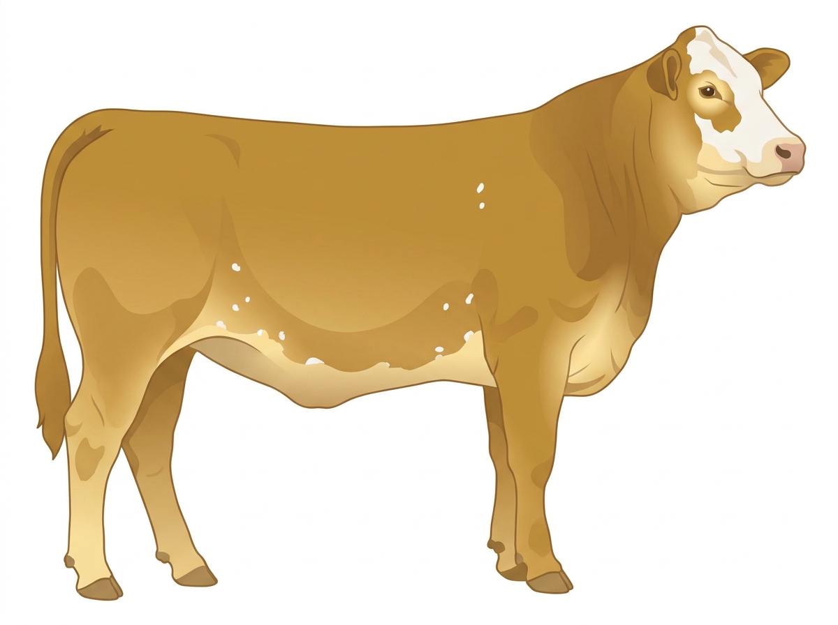 Gold with a white face and a few white spots 1/2 Brahman 1/2 Simmental Heifer