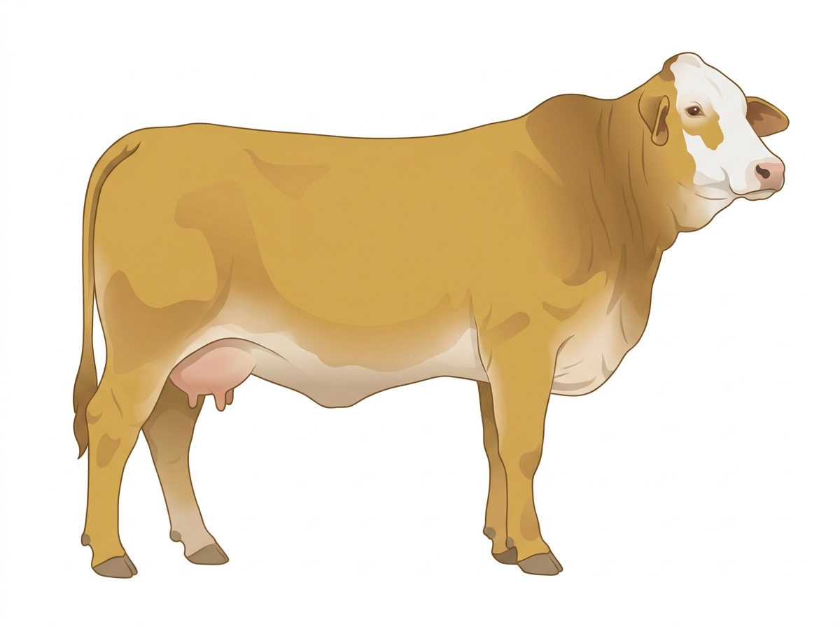 Gold with a white face 1/2 Brahman 1/2 Simmental Cow