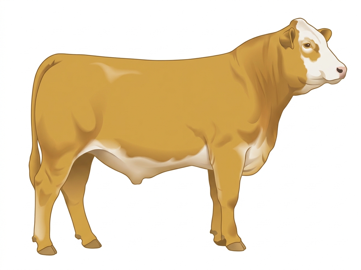 Gold with a white face 1/2 Brahman 1/2 Simmental Steer