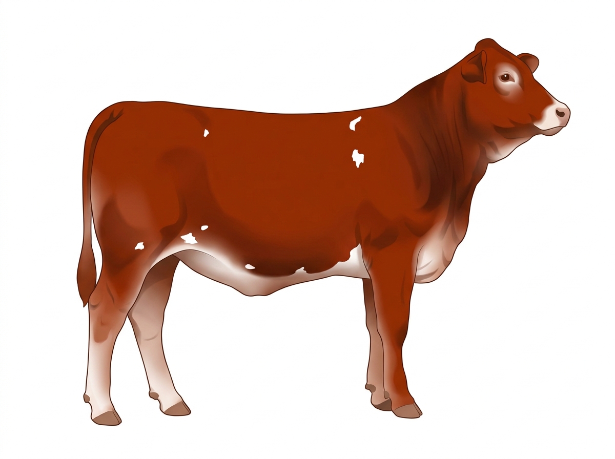 Red with a few white spots 1/2 Brahman 1/2 Simmental Heifer