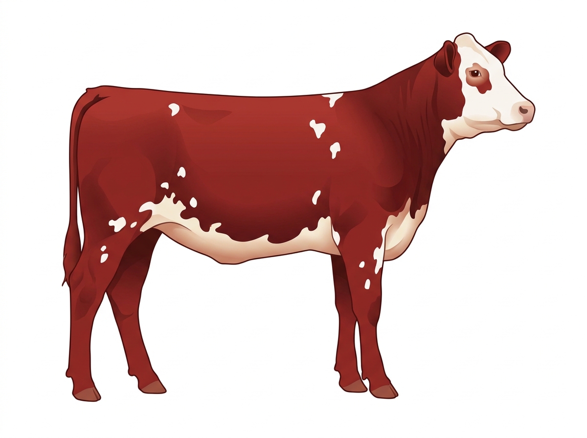 Red with a white face and white spots 1/2 Brahman 1/2 Simmental Heifer