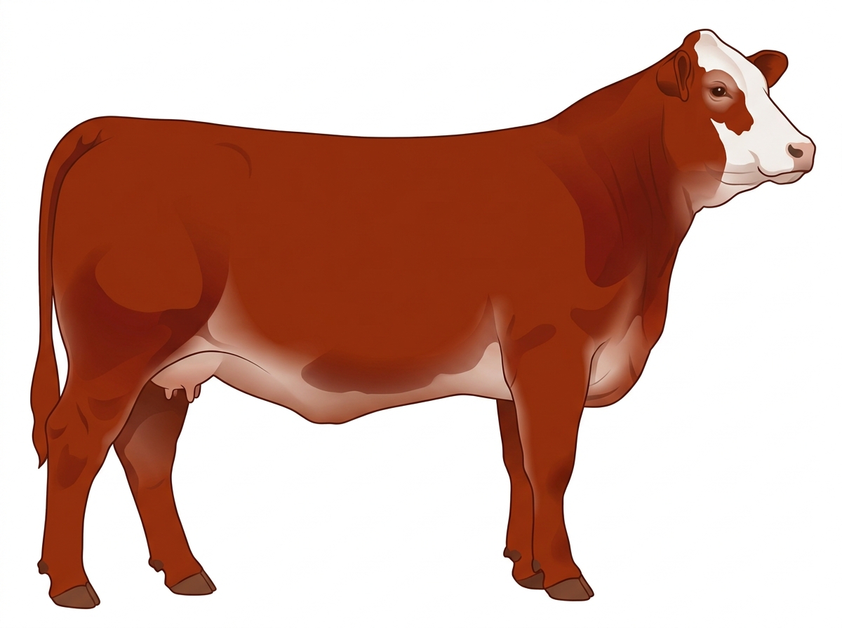 Red with a white face 1/2 Brahman 1/2 Simmental Cow
