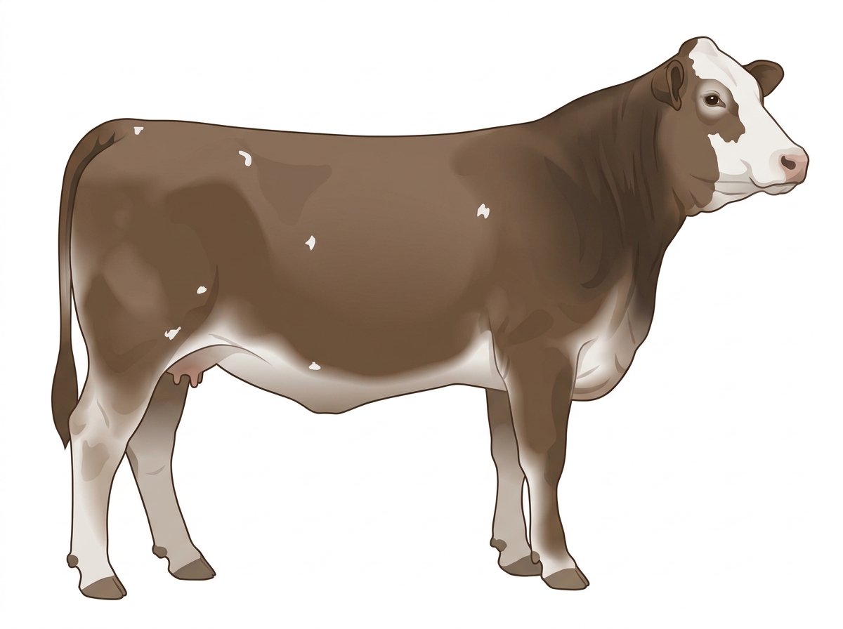 Smoky with a white face and a few white spots 1/2 Brahman 1/2 Simmental Cow
