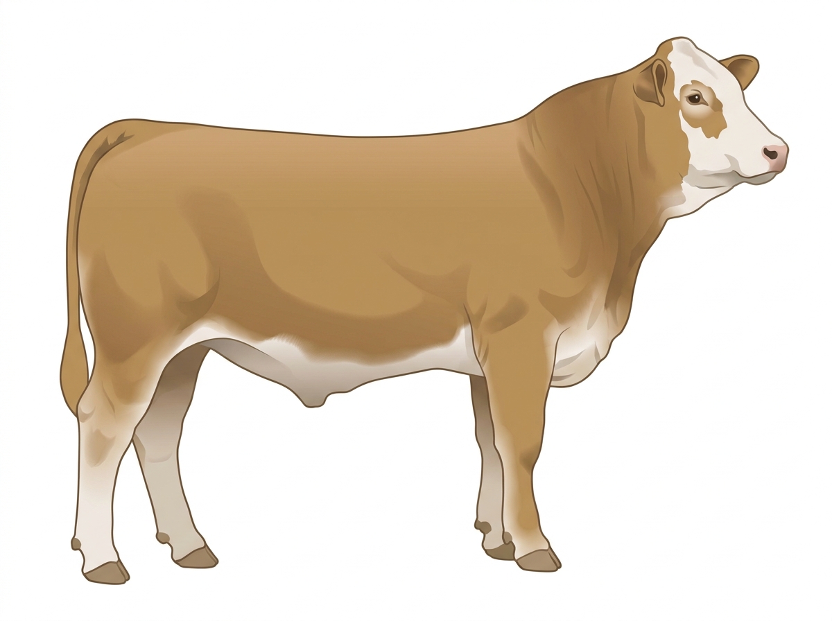 Tan with a partial white face 1/2 Brahman 1/2 Simmental Steer