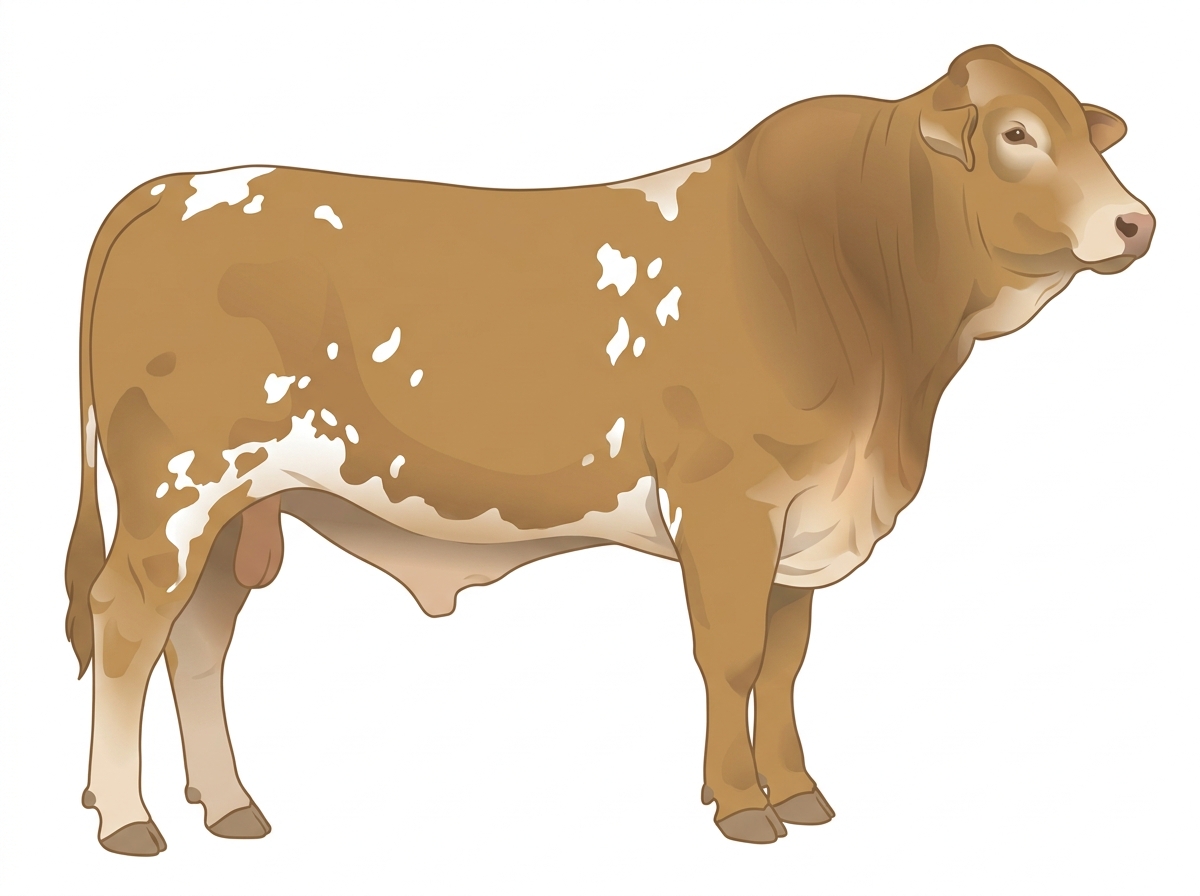 Tan with white spots 1/2 Brahman 1/2 Simmental Bull