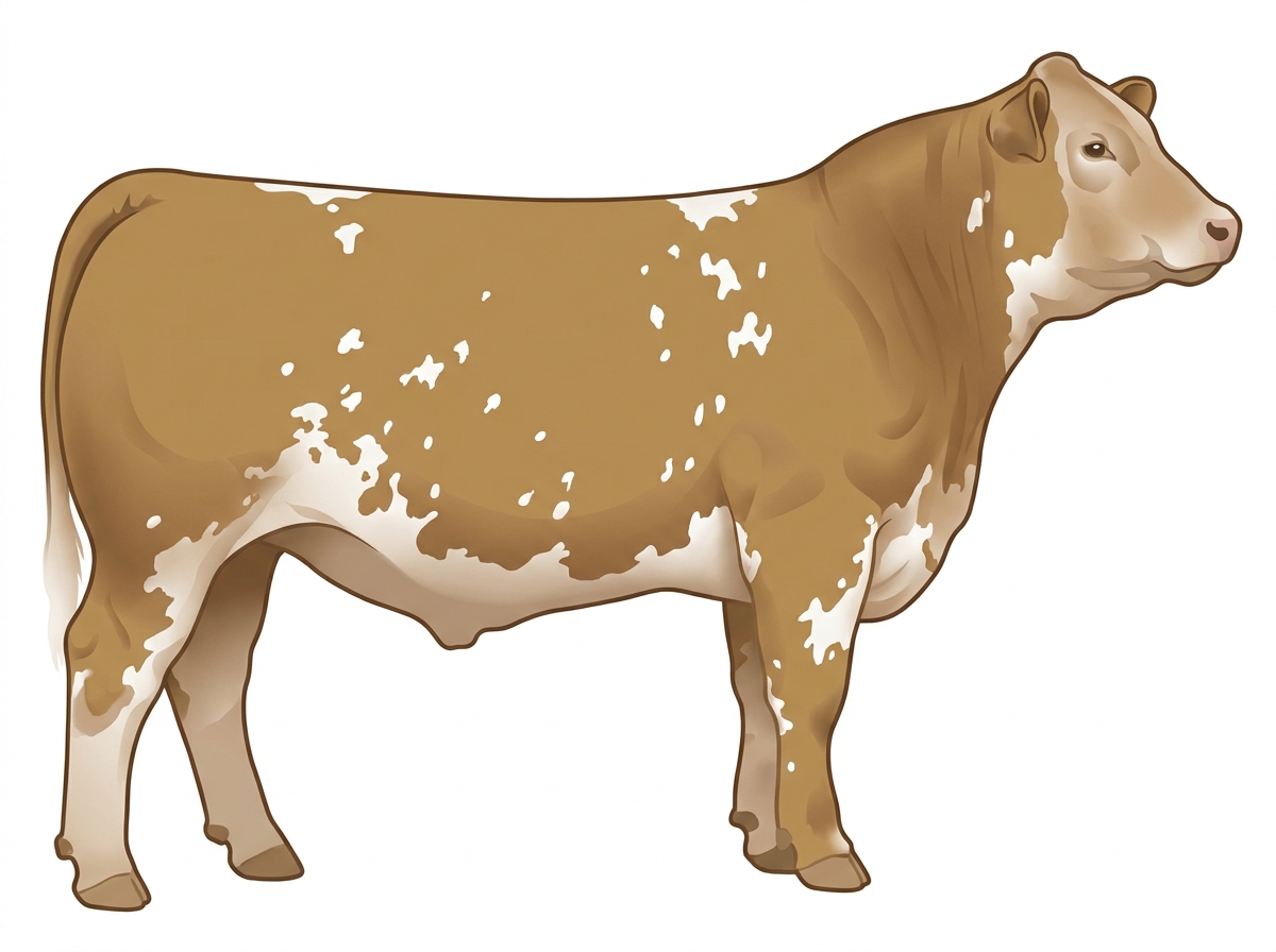Tan with white spots 1/2 Brahman 1/2 Simmental Steer