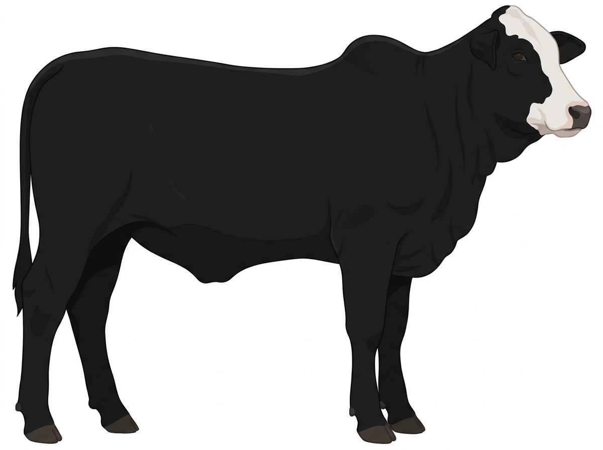 Black with a partial white face 1/2 Brahman Cross Heifer