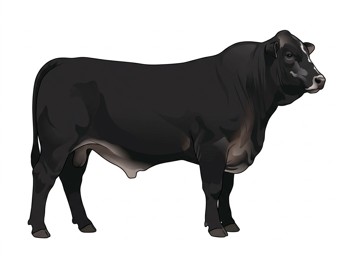 Black with minimal white face markings 1/2 Brahman Cross Bull