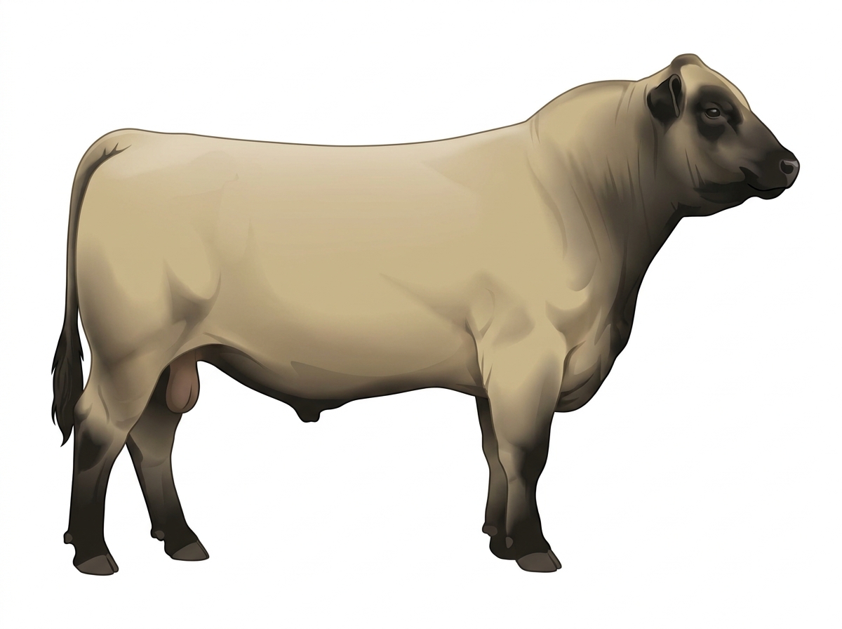 Cream with black points 1/2 Brahman Cross Bull