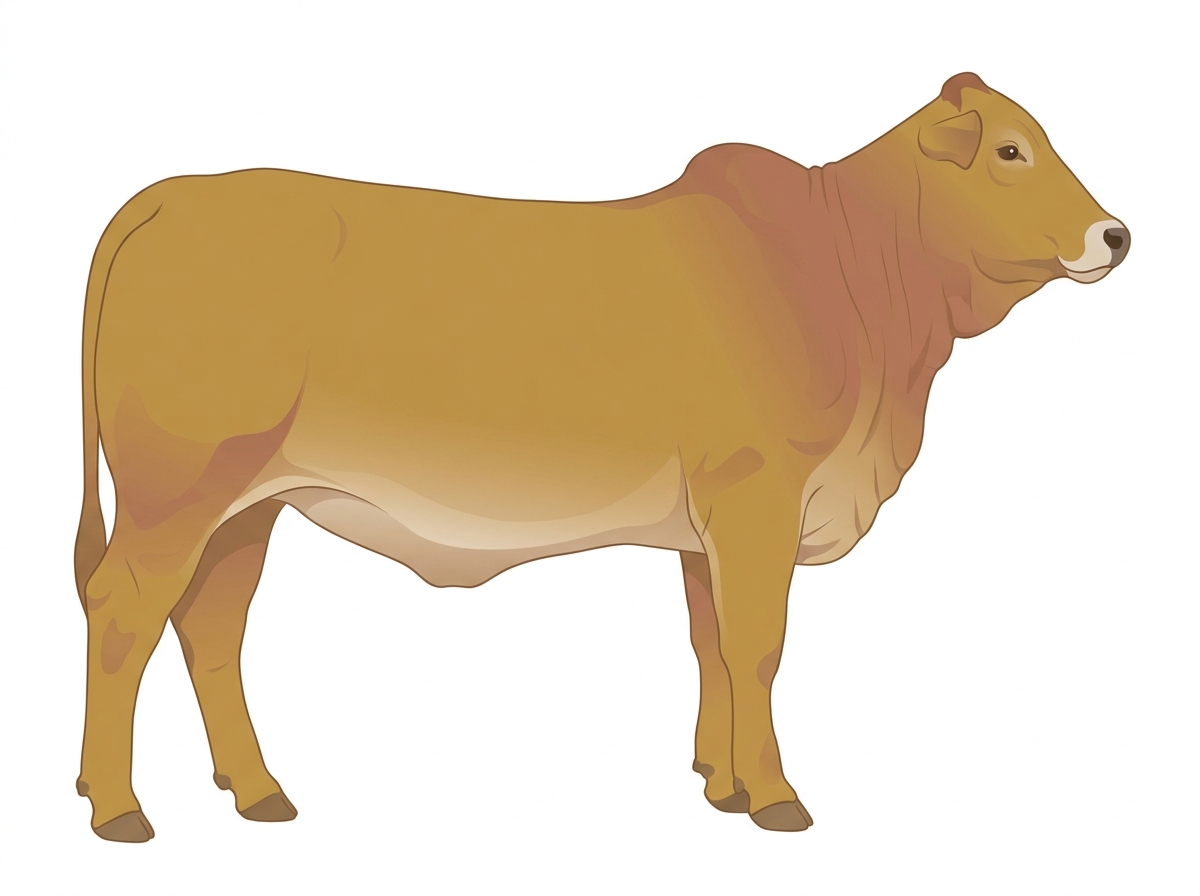 Gold with a pale muzzle ring and lighter underline 1/2 Brahman Cross Heifer
