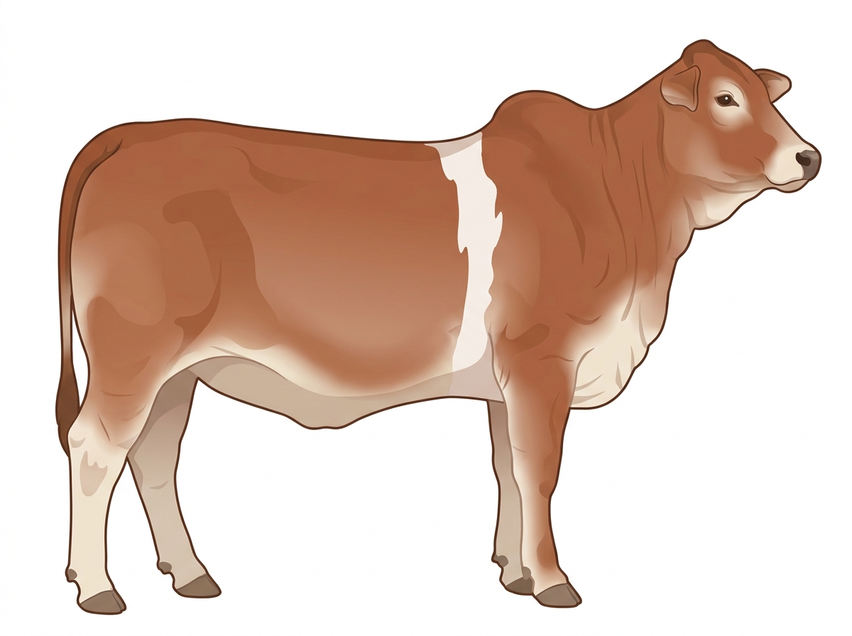 Light red roan with a white belt around the midsection 1/2 Brahman Cross Heifer