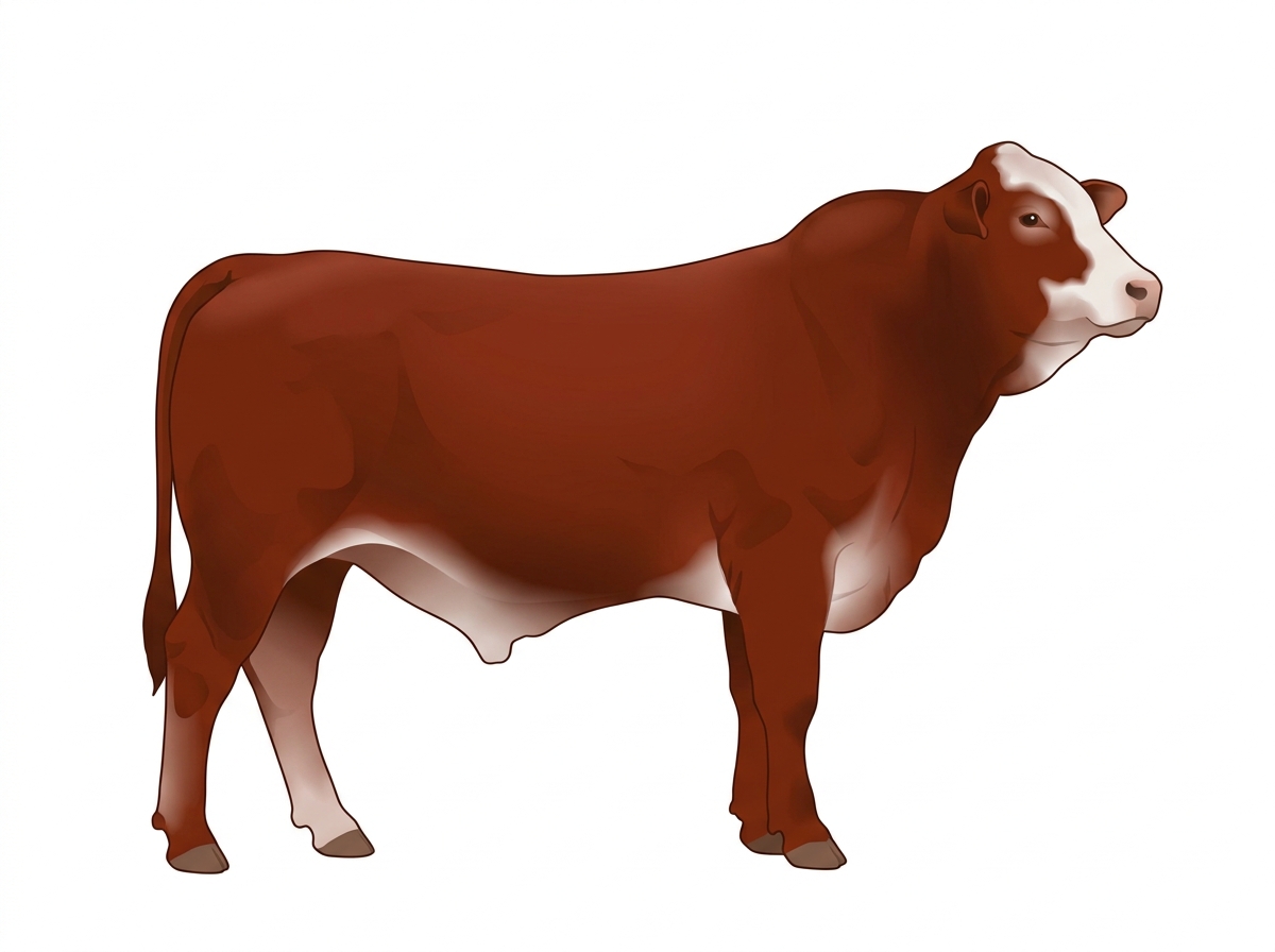Red with a partial white face 1/2 Brahman Cross Bull