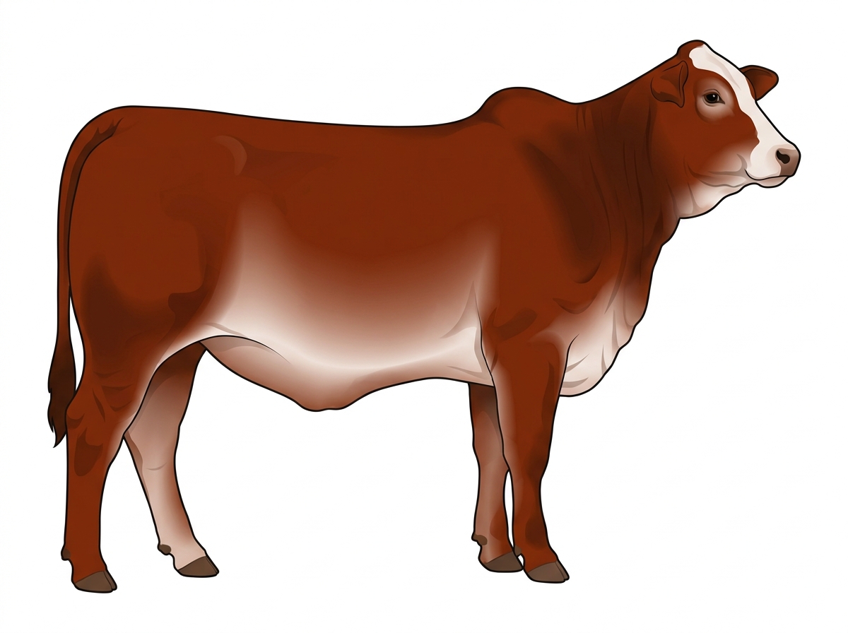 Red with a partial white face 1/2 Brahman Cross Heifer