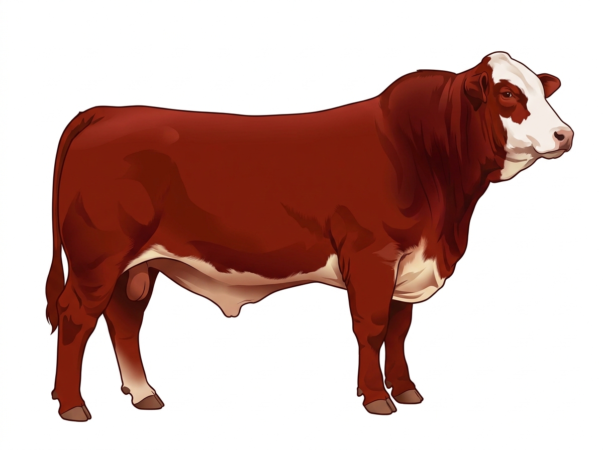 Red with a white face 1/2 Brahman Cross Bull