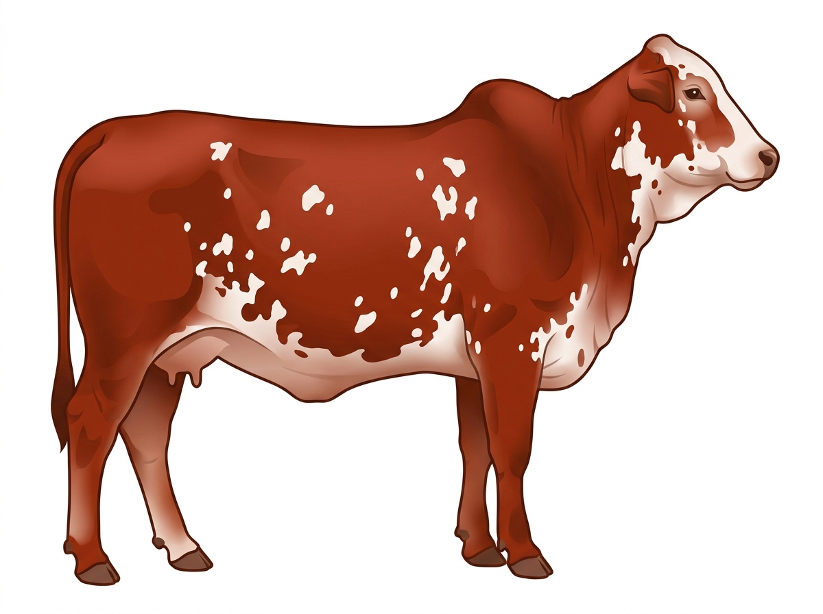 Red with white spots 1/2 Brahman Cross Cow