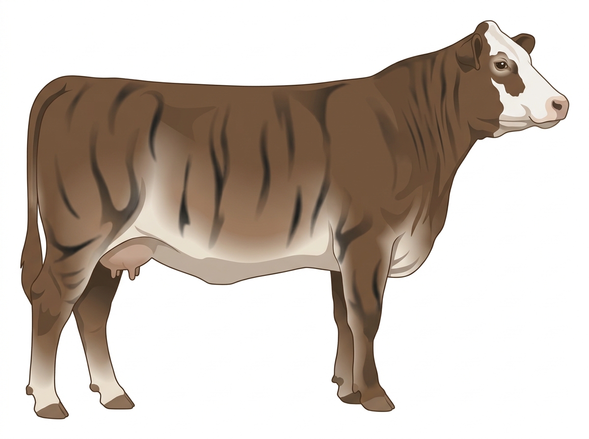 Smoky brindle with black stripes and a partial white face 1/2 Brahman Cross Cow