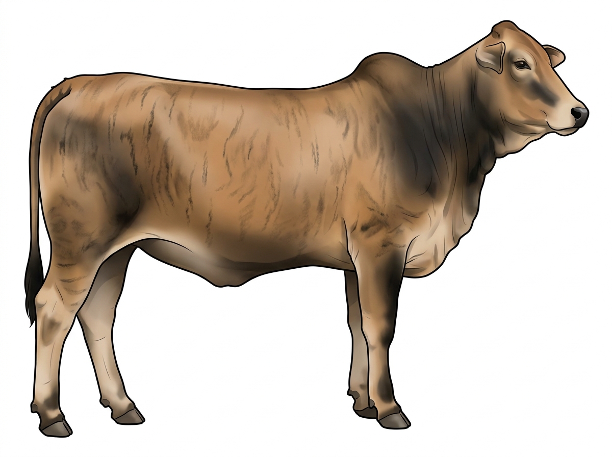 Tan brindle with faint black striping and black points 1/2 Brahman Cross Heifer