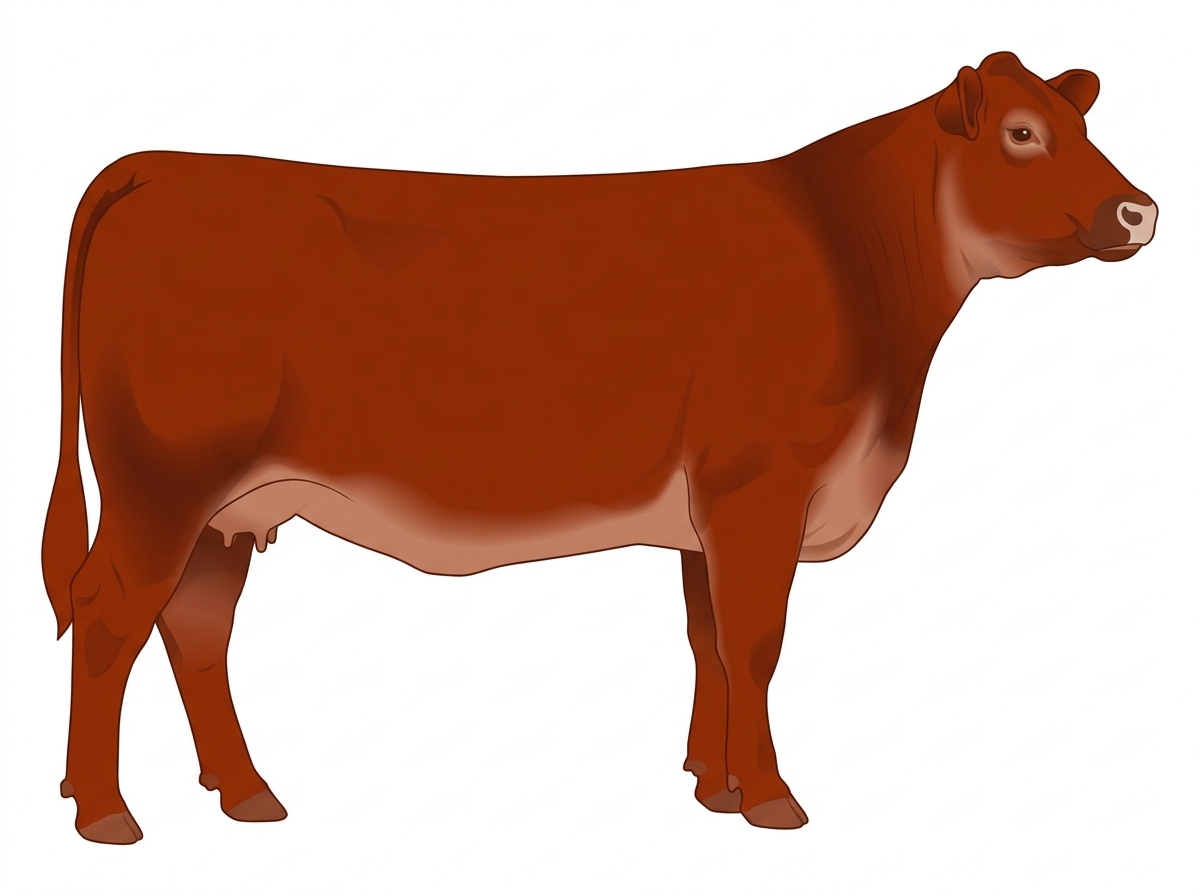 Red with a pale muzzle ring and lighter underline 1/2 Braunvieh 1/2 Limousin Cow