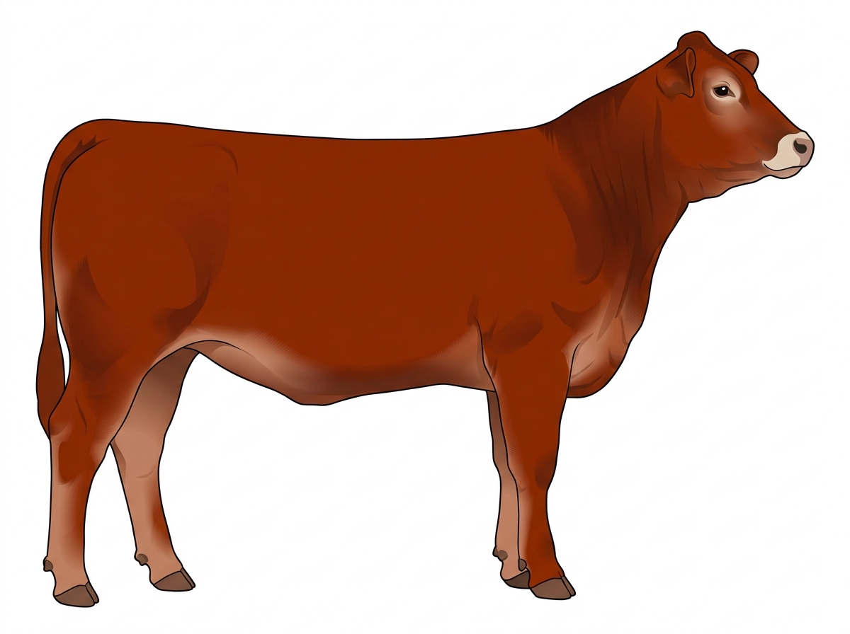 Red with a pale muzzle ring and lighter underline 1/2 Braunvieh 1/2 Limousin Heifer