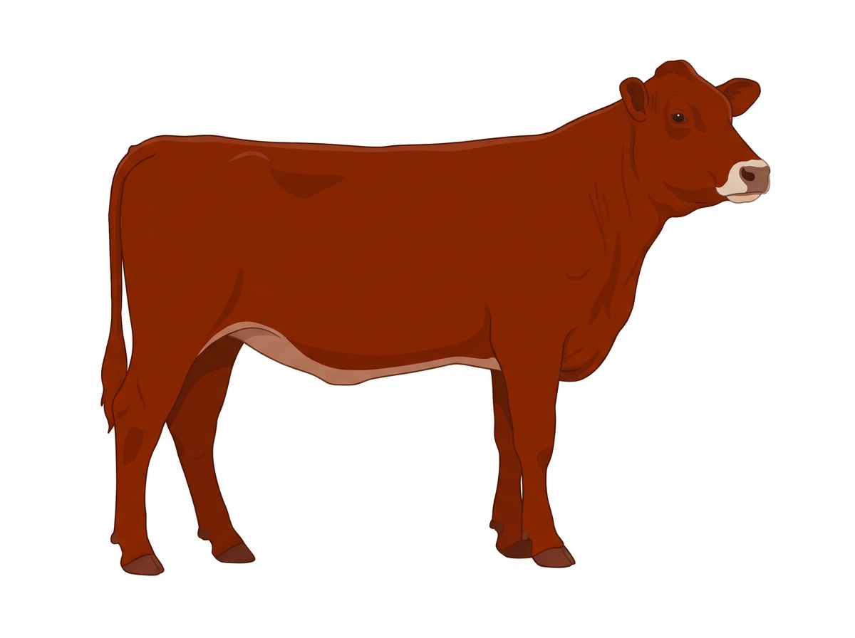 Red with a pale muzzle ring and lighter underline 1/2 Braunvieh Cross Heifer