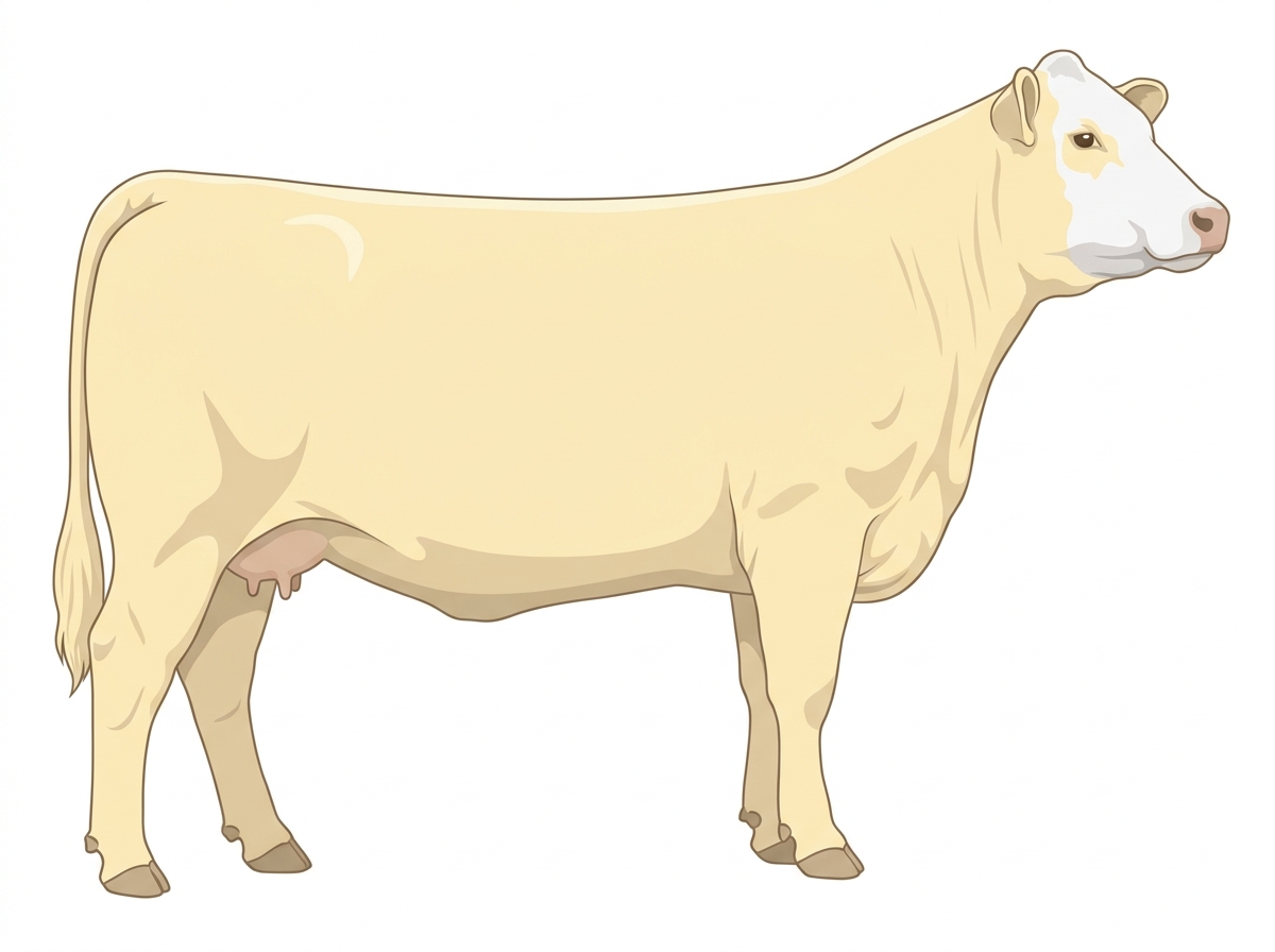 Cream with a partial white face 1/2 Charolais 1/2 Hereford Cow