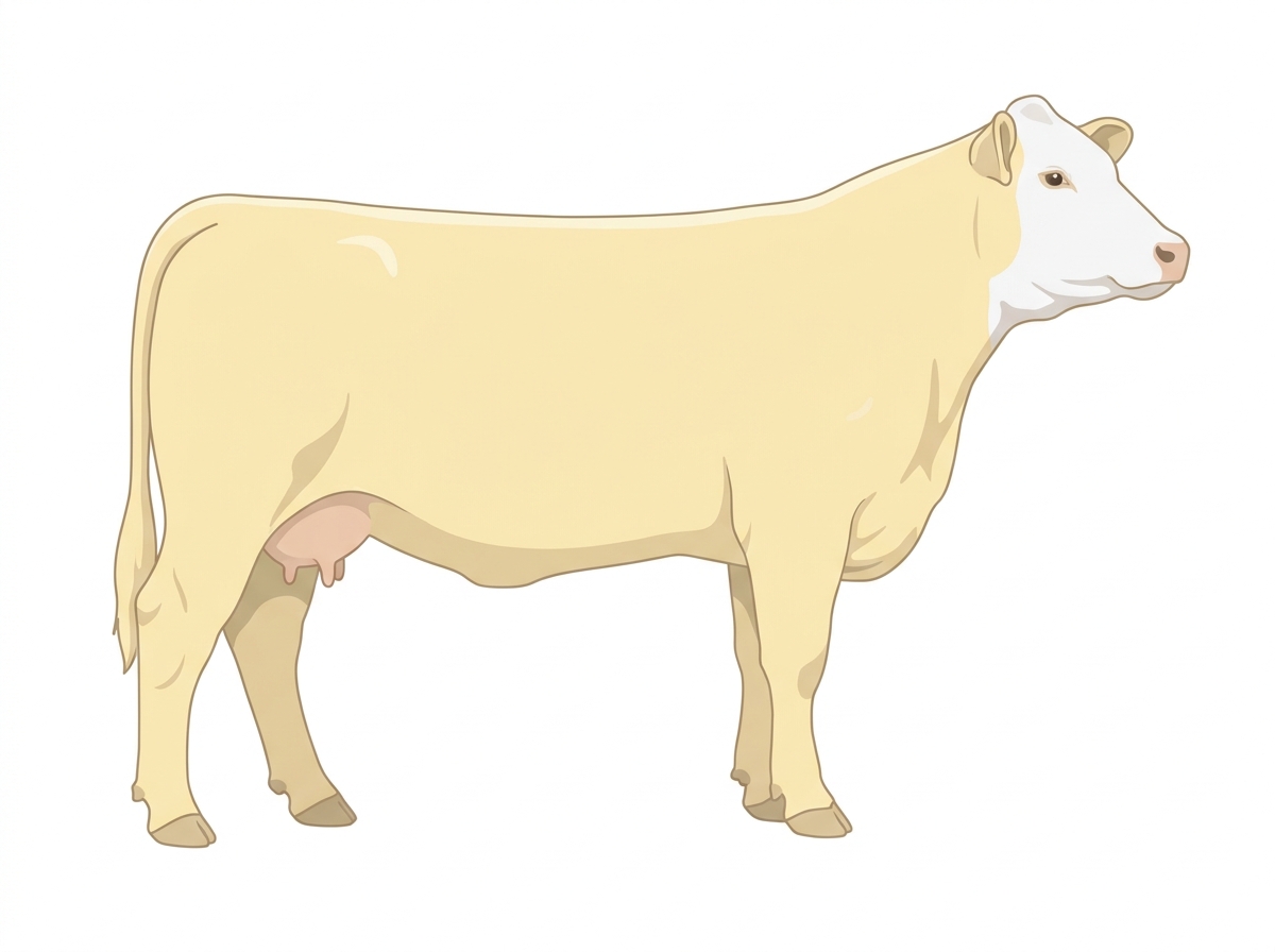 Cream with a white face 1/2 Charolais 1/2 Hereford Cow